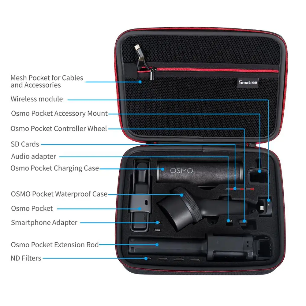 Жесткий большой чехол Smatree для DJI Osmo Pocket удлинитель карман OSMO водонепроницаемый и