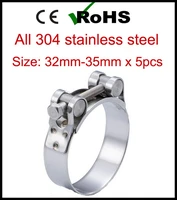32mm 35mm x 5pcs double bolt heavy duty hose pipe clamp 304 stainless steel strong force high pressure robust tube clips