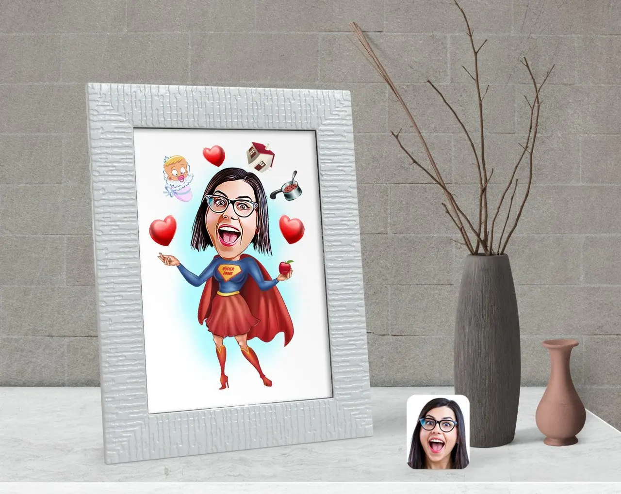 

Personalized Super Mom Caricature Of Decorative Çerçeve-1