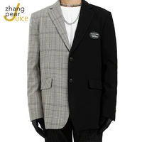 mens blazer patchwork suits for men top quality blazers outwear coat homme men loose casual blazer