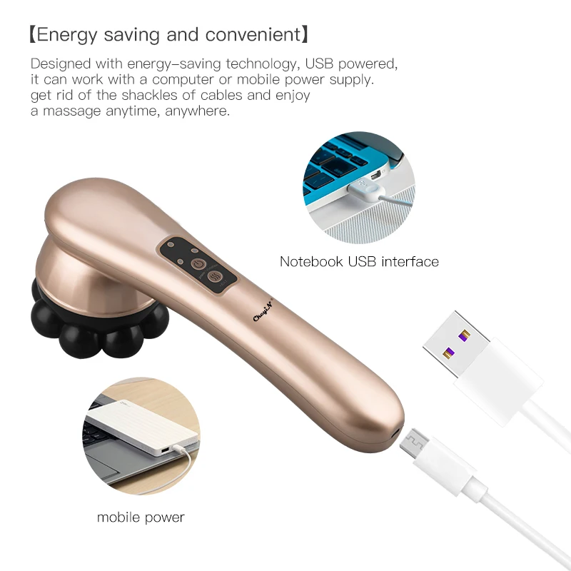 

CkeyiN Electric Back Body Massager Handheld Rechargeable Vibrating Heating Magnetic Massaging Tool Percussion Muscle Pain Relief
