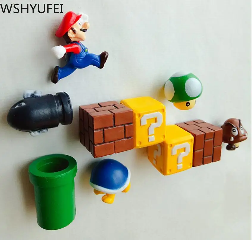 1 Набор милых резиновых 3D магнитов на холодильник в стиле супер Марио детские