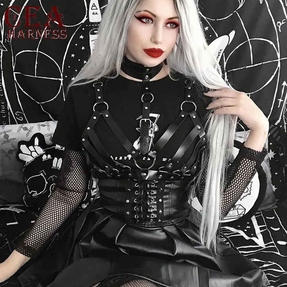 Портупея женская кожаная черный Регулируемый пояс для бондажа | Женская одежда