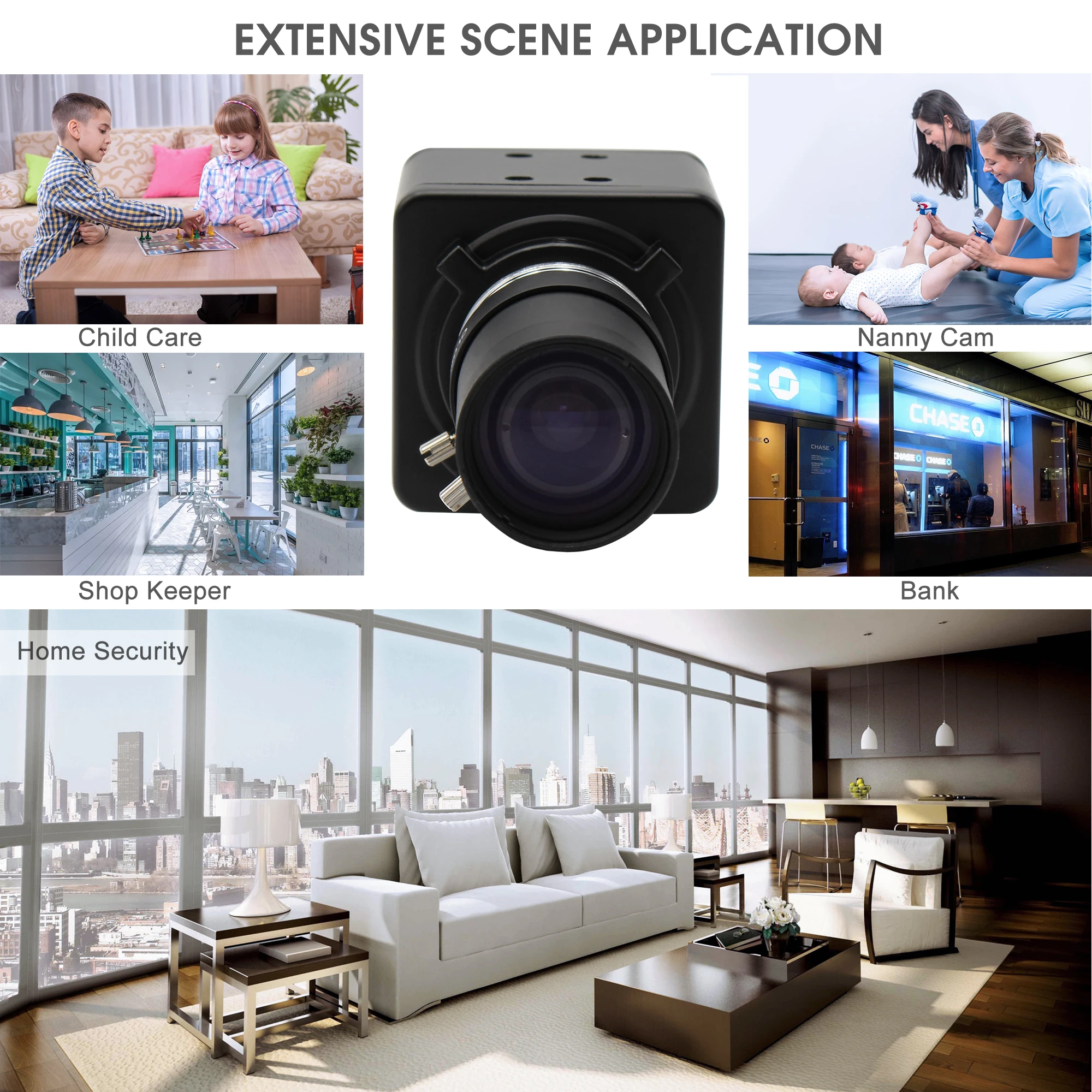 5MP USB 2.0 Camera High Resolution CMOS OV5640 Mini Varifocal CS Lens UVC CCTV Industrial Webcam for Video Conference | Безопасность и