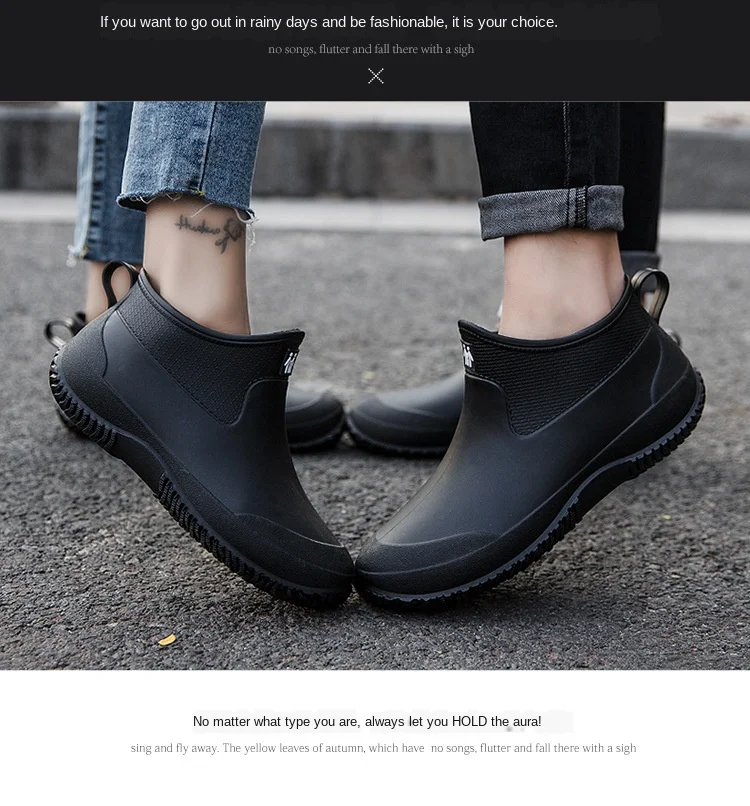 

Rain Boots Women's Short Summer Men Low Top Rubber Boots Shoe Cover Anti-slip Rubber Shoes Waterproof Shoes Outdoor Adult 35-44