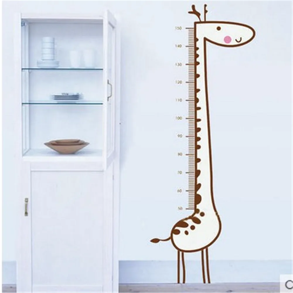 Мультяшный жираф высота мерная Настенная Наклейка фон для детской комнаты