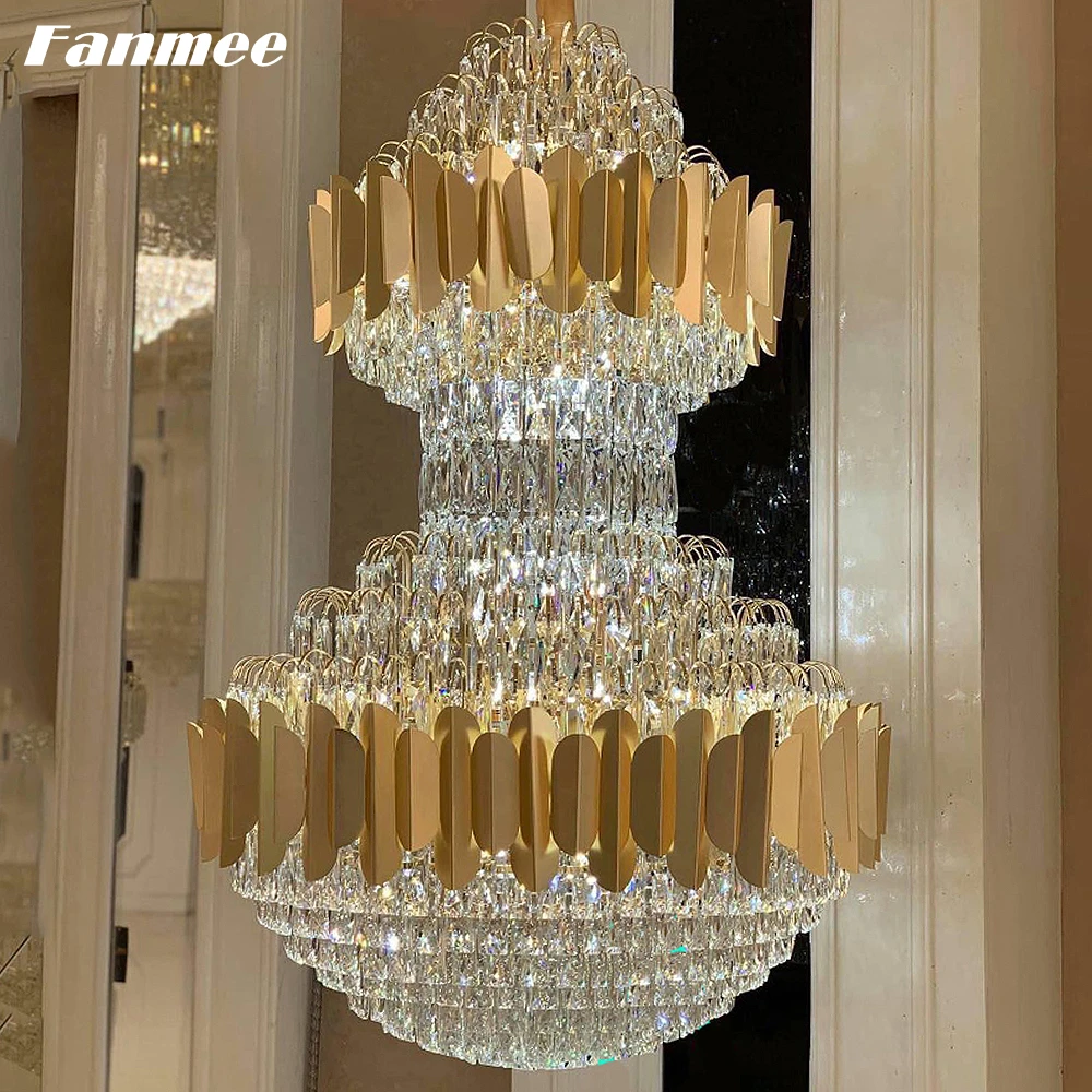 Современная роскошная люстра светильник ing светодиодный золото лобби большая