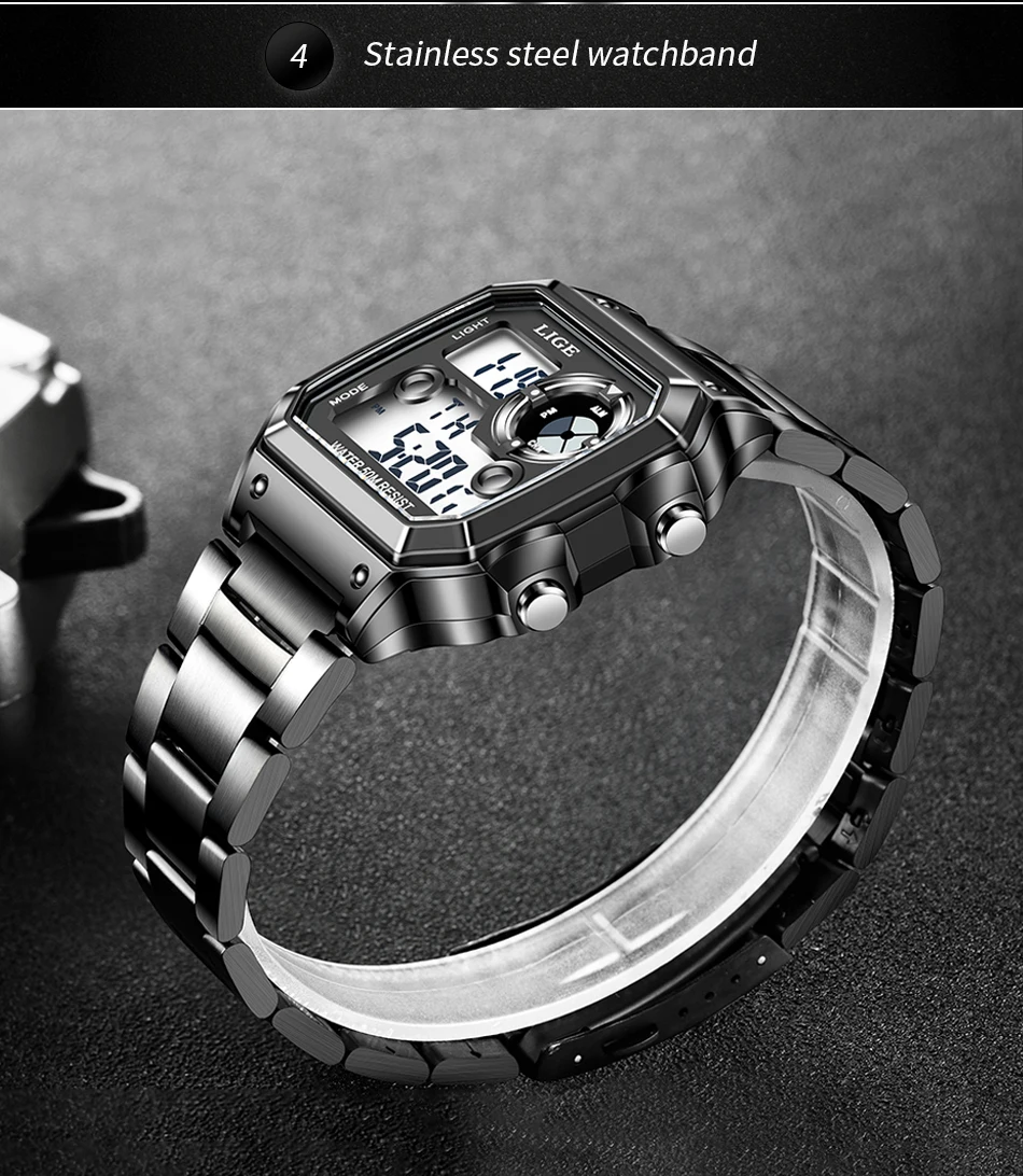 LIGE Brand Men Digital Watch Shock Military Sport Watches Fashion Waterproof Electronic Wristwatch Mens Reloj Inteligente Hombre best Sports Watches