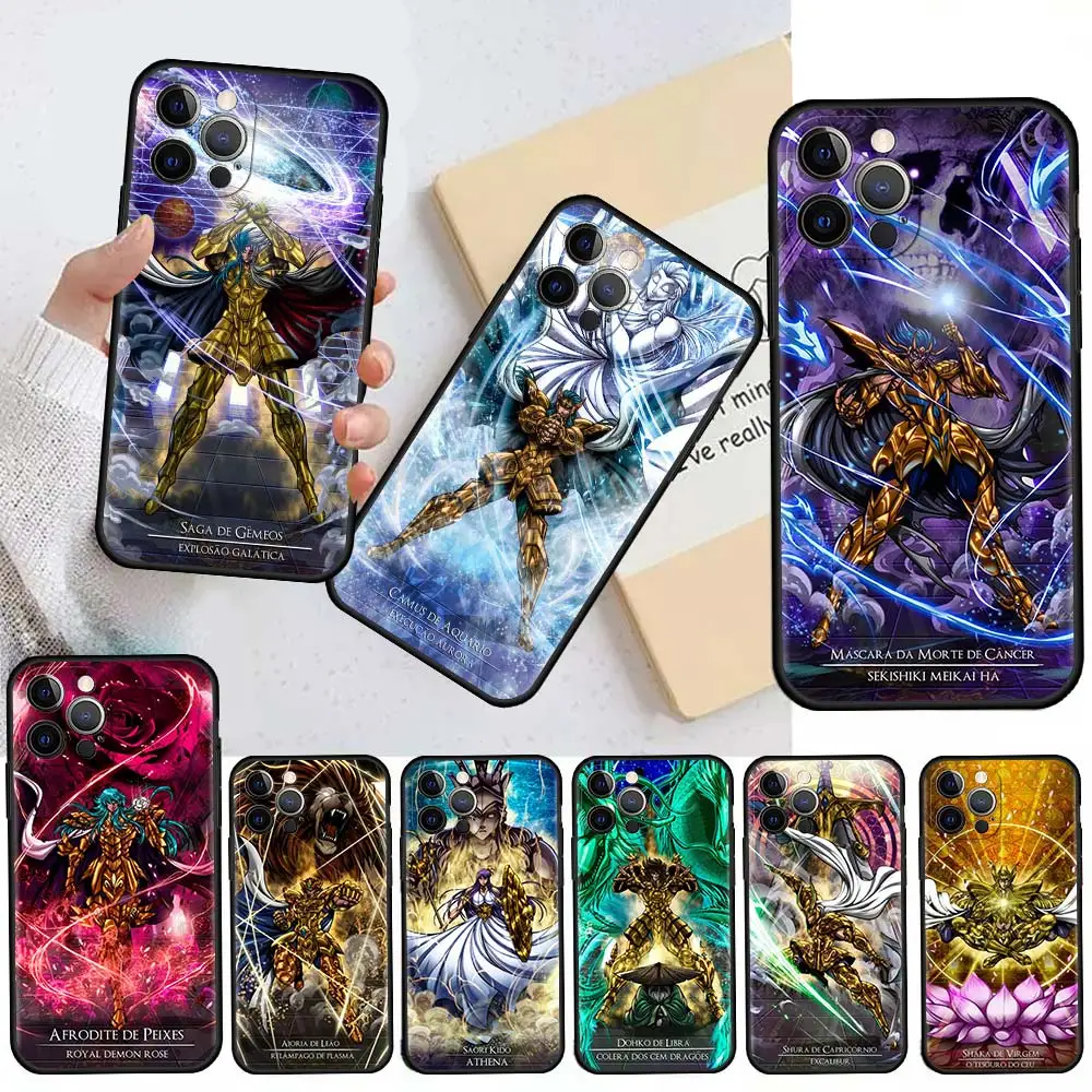 

Saint Seiya Anime Case For Apple iPhone 13 11 12 Pro 7 XR X XS Max 8 6 6S Plus 5 5S SE 2020 13Pro Black Phone Cover Capa
