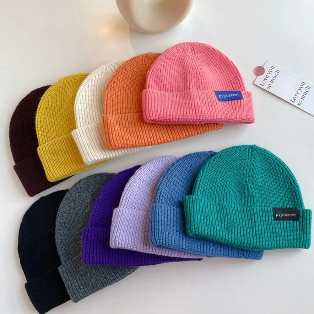 

Hot Sales Soft Elastic Solid Color Knitted Beanies Hat Winter Warm Ski Bonnet Skullies Caped