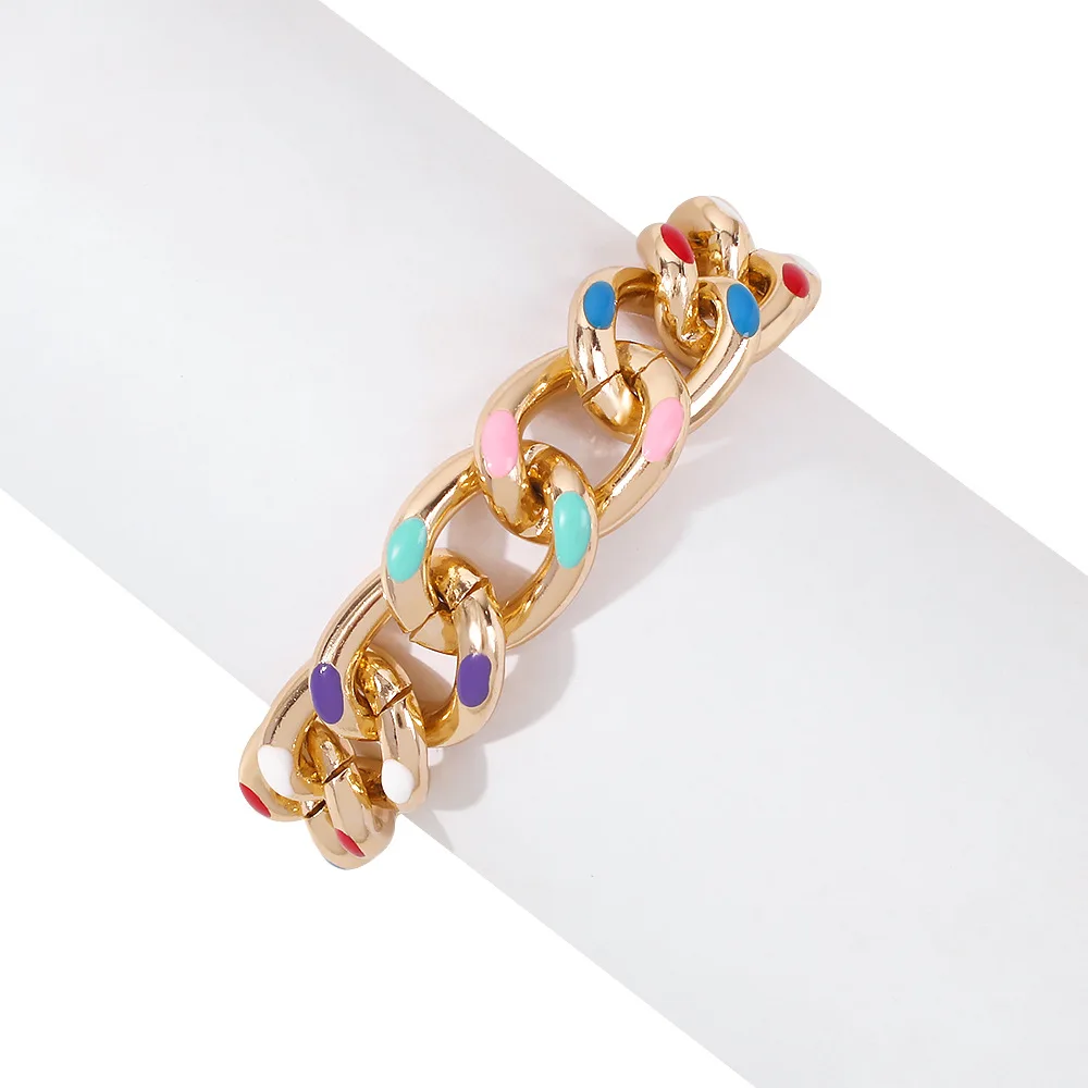 

Punk thick chain bracelet female personality color street shooting catwalk JewelryAesthetic bracelet B1205