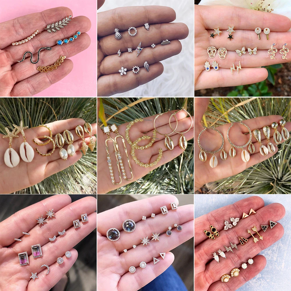 30 стилей Бохо кристалл луна звезды крест Геометрия Комплект сережек для женщин
