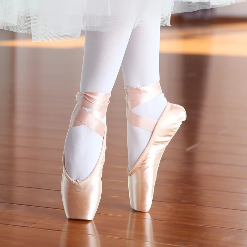 

Satin Swan Dance Shoes Adult Canvas Female Pointe Shoe Performance Training Strappy Ballet Shoes Sports Toe Shoe