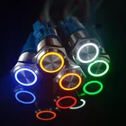 Металлическое кольцевое переключатель со светодиодным индикатором, 16 мм, 5-380 В, 12 В, 5 В, самоблокирующийся, выключатель без фиксации водонепроницаемый автомобильный двигатель