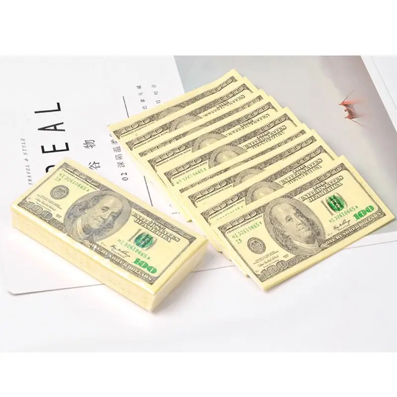 

8 Packs Napkin Paper 100 Dollar Raw Wood Pulp Facial Tissue Handkerchief Wedding Birthday Disposable Tableware C1FF