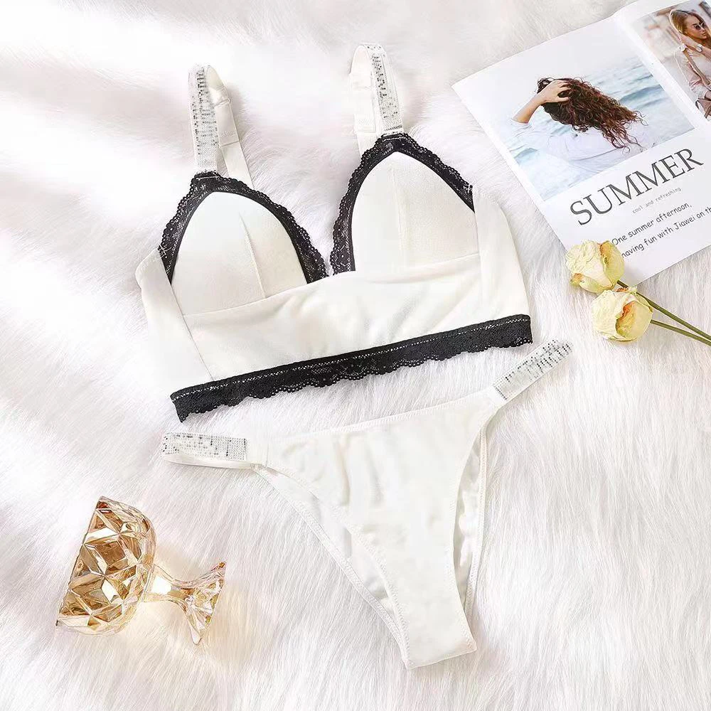 

Letter Rhinestone Underwear Set Brand Design Sexy Lingerie Fashion Leopard Print Bra Panty 2 Piece Briefs Sets Bra Set lencera