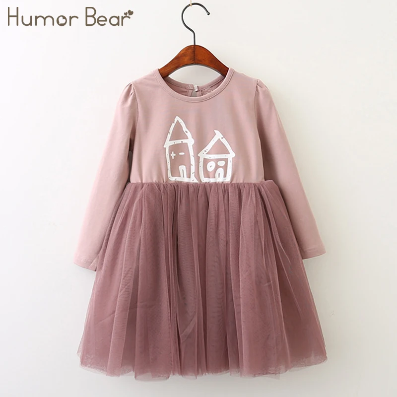 Humor Bear/ г. Платье для девочек детская одежда осенние платья принцессы с длинными рукавами и цветочным принтом для детей от 3 до 7 лет - Цвет: BZ169I
