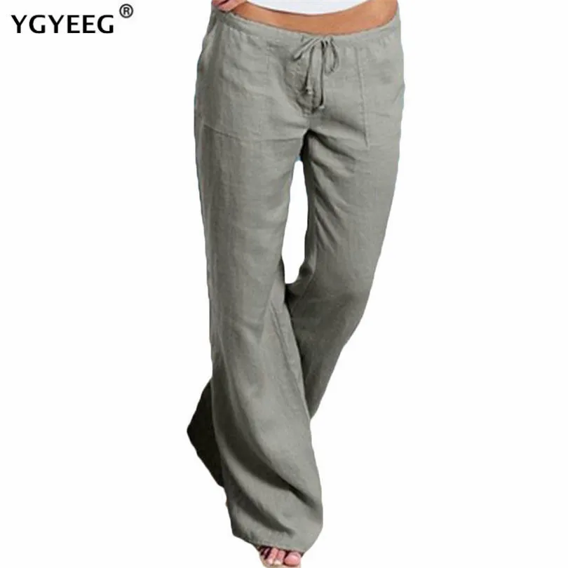

YGYEEG Casual Pants Autumn Drawstring Wide Leg Pants Women Trousers Long Female Wide Leg Fashion Ankle-Length Black Leggings