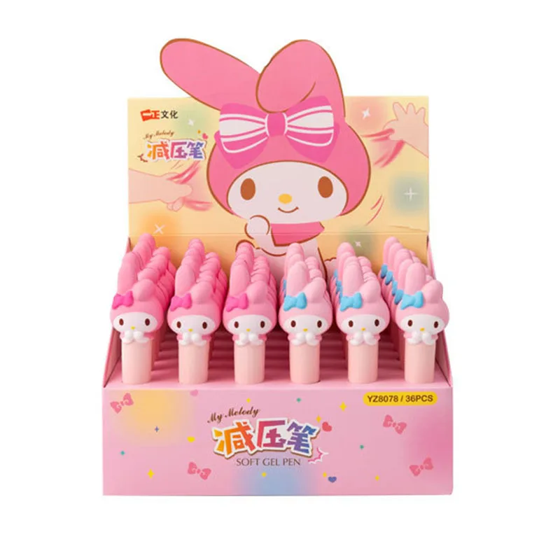 

36 pcs/lot Kawaii Pink Decompression Gel Pen Cute 0.5mm Sponge Neutral Pen School writing Supplies Promotional Gift