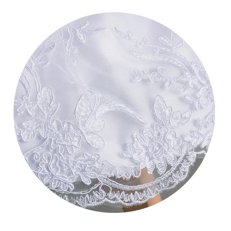 Белое кружевное платье с оборками для новорожденных девочек крещения вышивкой