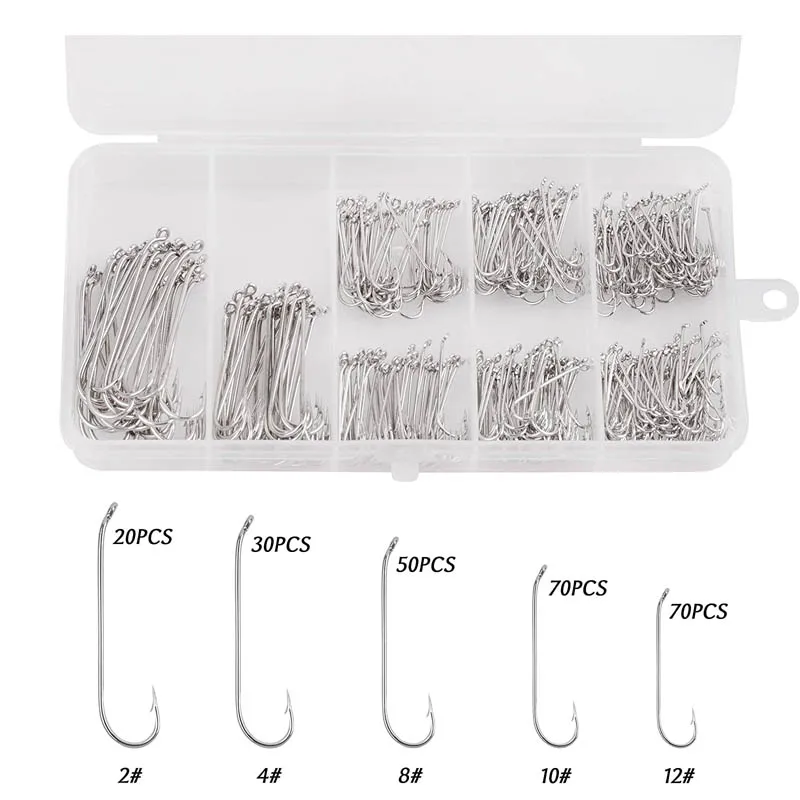 240 шт./кор. серебро Стандартный Нимфа мокрой Fly Крючки для привязывания размеры 2 #4