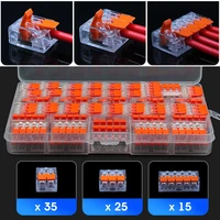 75pcs 221 electrical connector wire block clamp terminal cable reusable mini quick home wire terminal connector for solar energy