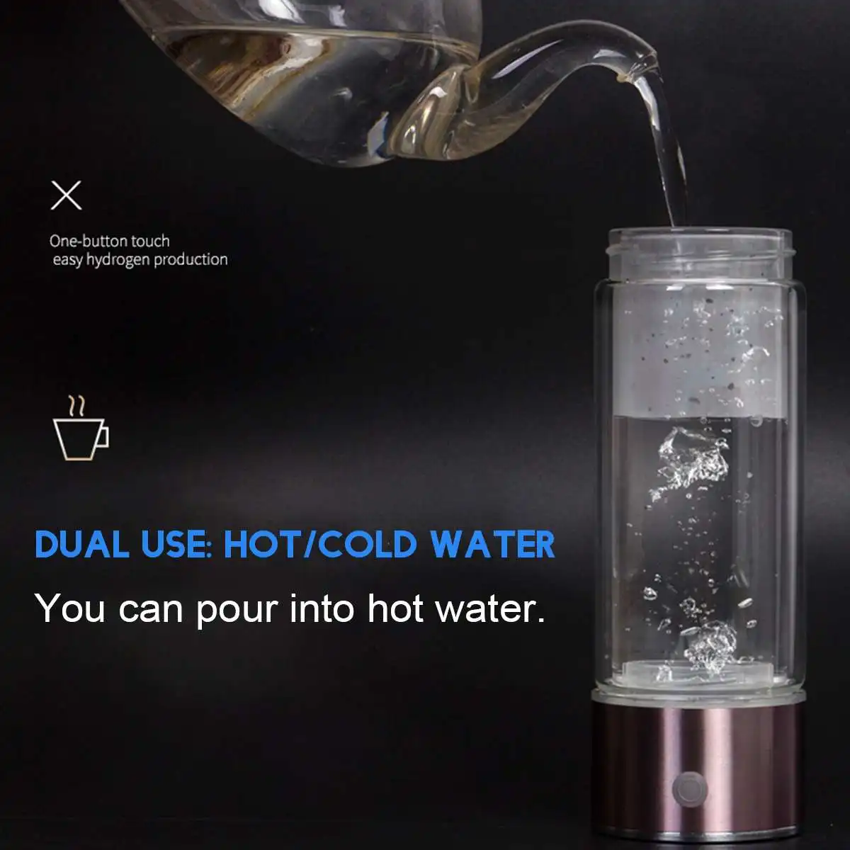 SPE/PEM богатый водород~ чашка воды генератор энергии водорода Щелочная бутылка с ионизатором воды светодиодный портативный анти-старения здоровый Кубок