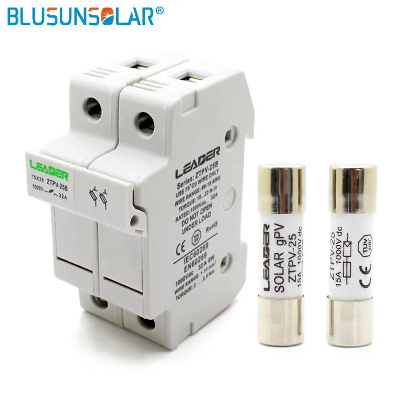 

10sets High Voltage 2p Solar PV Fuse Holder 1000V with PV fuse 2A 5A 8A 10A 12A 15A 20A 25A 30A