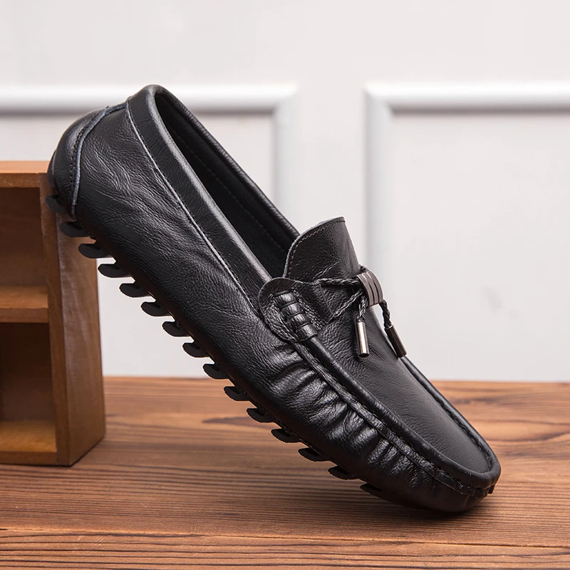 Мужская повседневная обувь лоферы из натуральной кожи офисная для мужчин
