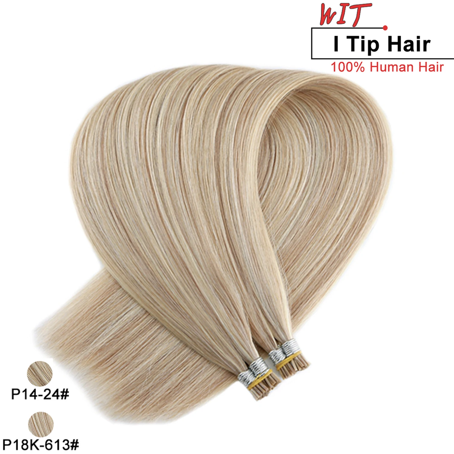 

WIT I Tip Extensions 2 Colors Natural keartin capsule fusion 50g 50 strands Remy Tip I Shape Keratin Fusion Tips 20" 28" 1G/S