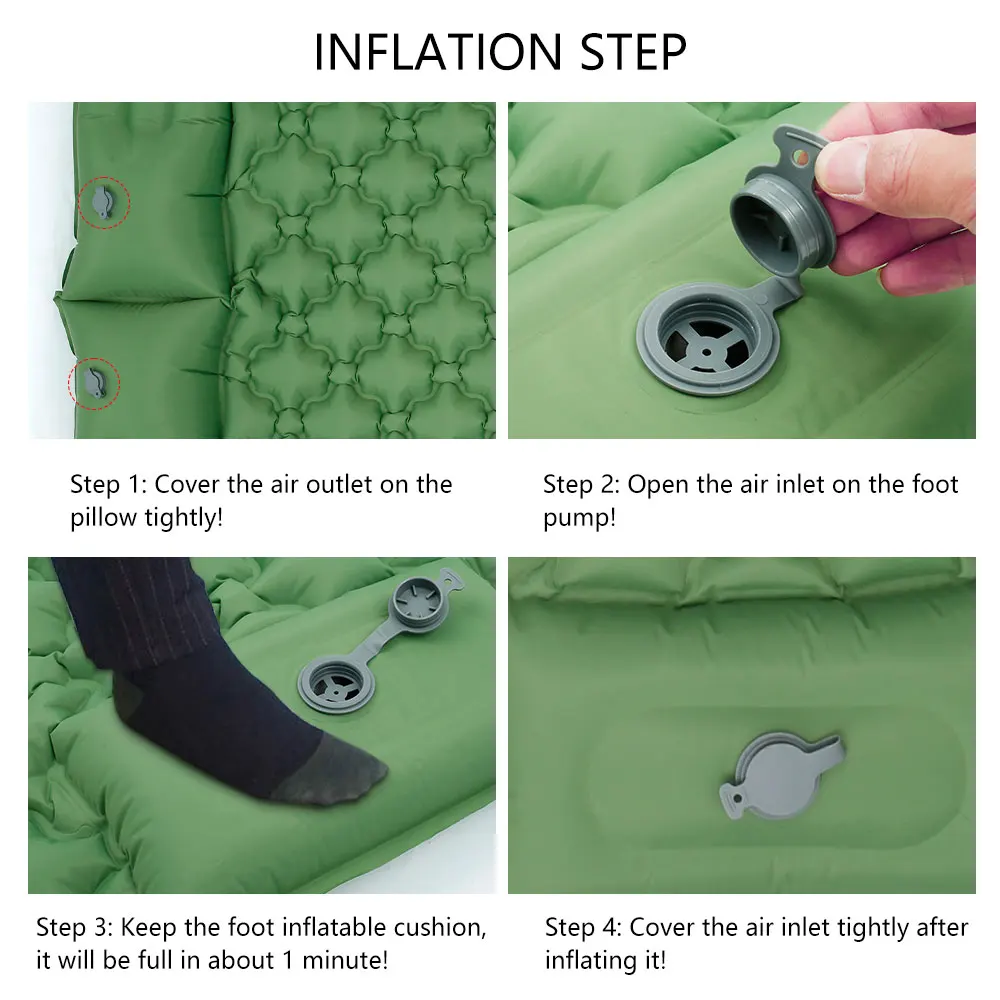 Camping Sleeping Pad Inflatable Air Mattresses with Pillows Outdoor Mat 2 Person Furniture Bed Ultralight Cushion Hiking | Спорт и