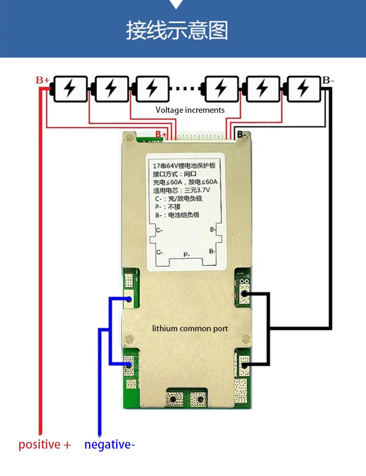 14S 52V 13S 48V 17S 64V 21S 72V 40A 60A 18650 BMS Li-ion Lipo Lifepo4 60A 20S 60V Battery Protection Board Avoid Short-circuit
