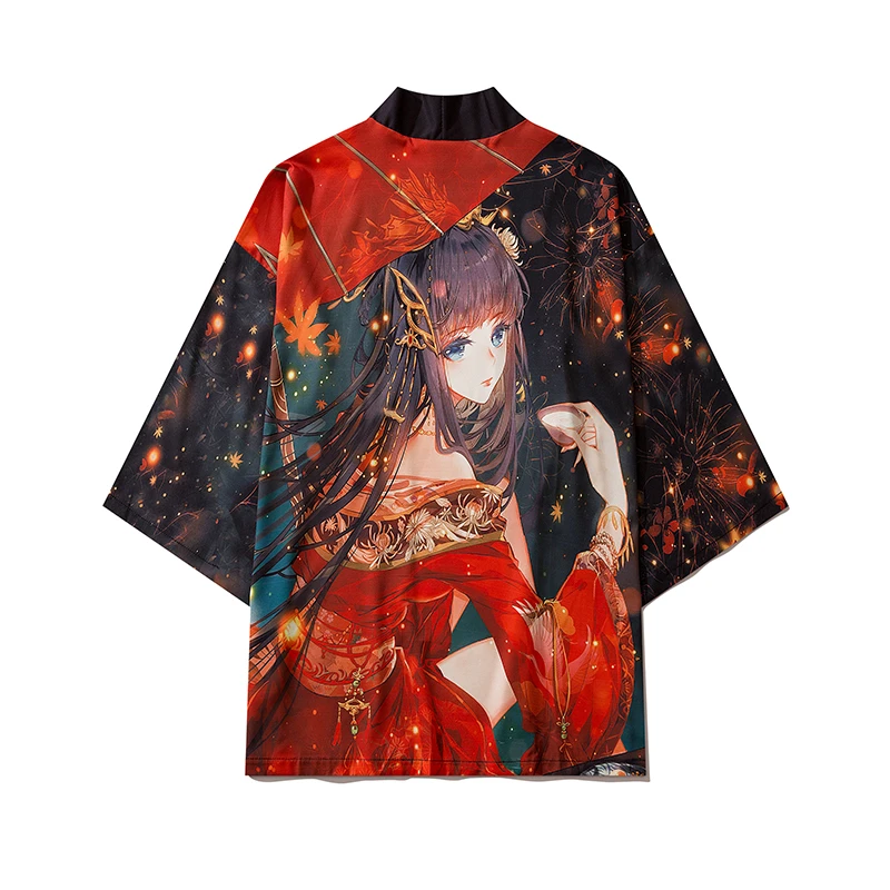 Sexy Japanese Anime Print Traditional Cardigan Cosplay Haori Asian Clothes Summer Beach Yukata Women Men Loose Shirt Kimonos |