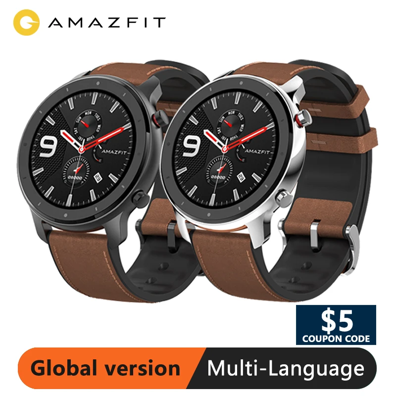 Глобальная версия Amazfit GTR умные часы 47 мм GPS Смарт для мужчин 5ATM водонепроницаемые
