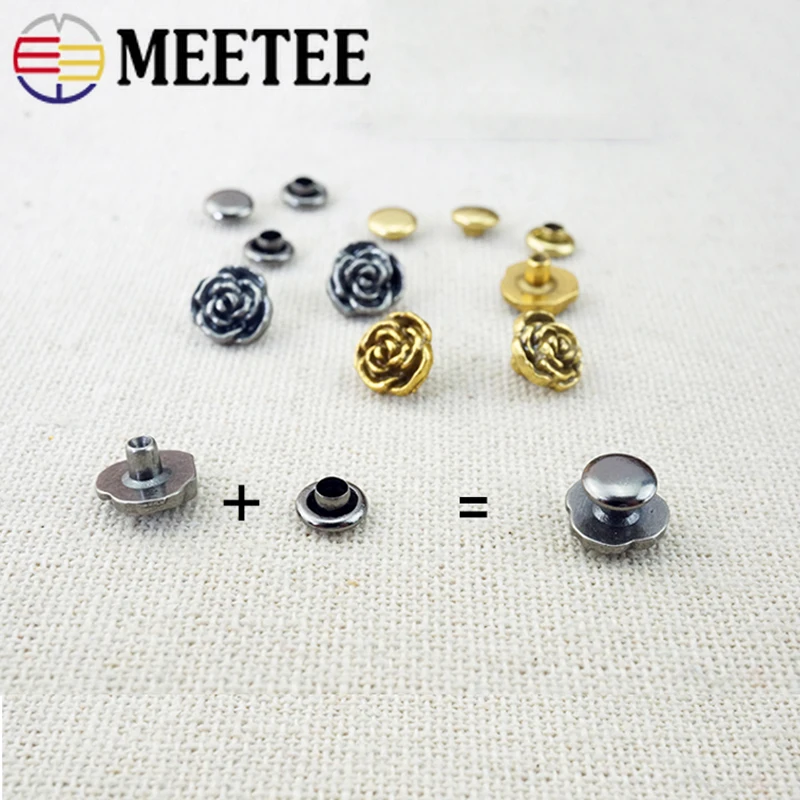 Meetee 10/30 шт 8 мм Металл розовое, с заклепками, с пряжкой в стиле ретро медная заклепка винт кнопка Декор ногтей пряжки ювелирные изделия DIY, мужская сумка аксессуары