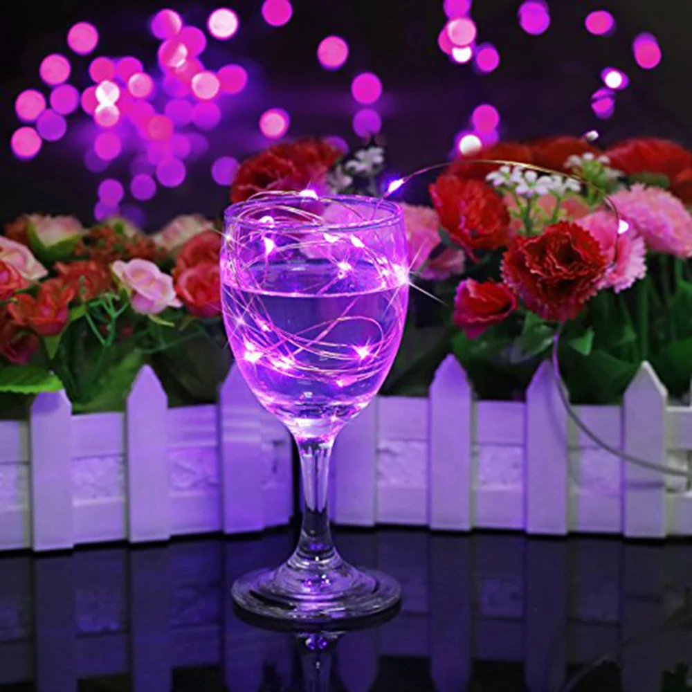 

6PCS Fairy String Lights 2M 20-Leds Silver Wire CR2032 Battery Powered Fairy Rope light for Decoration (Purple)