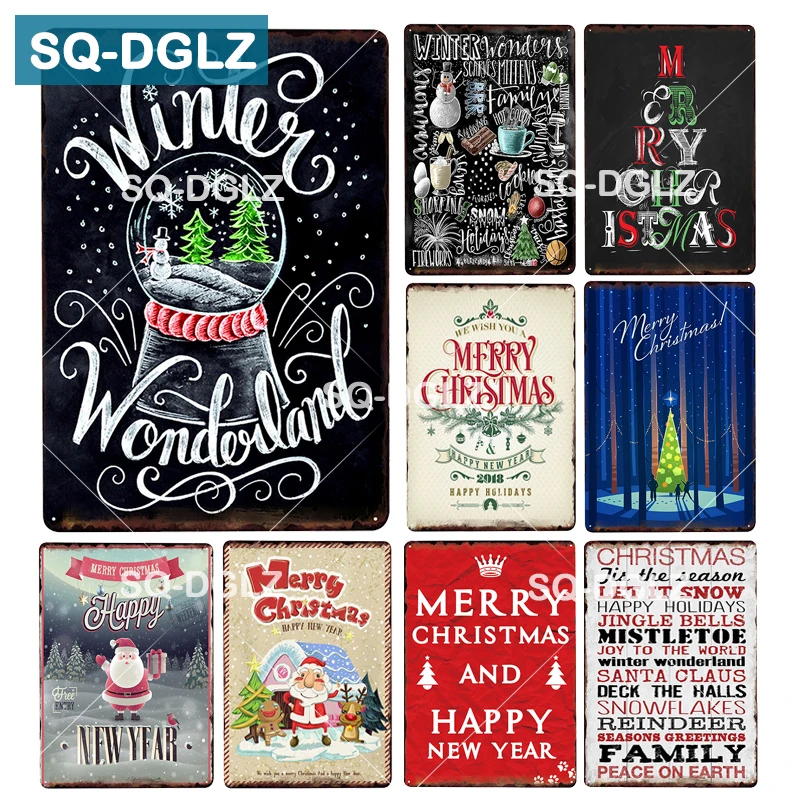 [SQ DGLZ] Рождественский металлический знак жестяной настенный/дверной декор