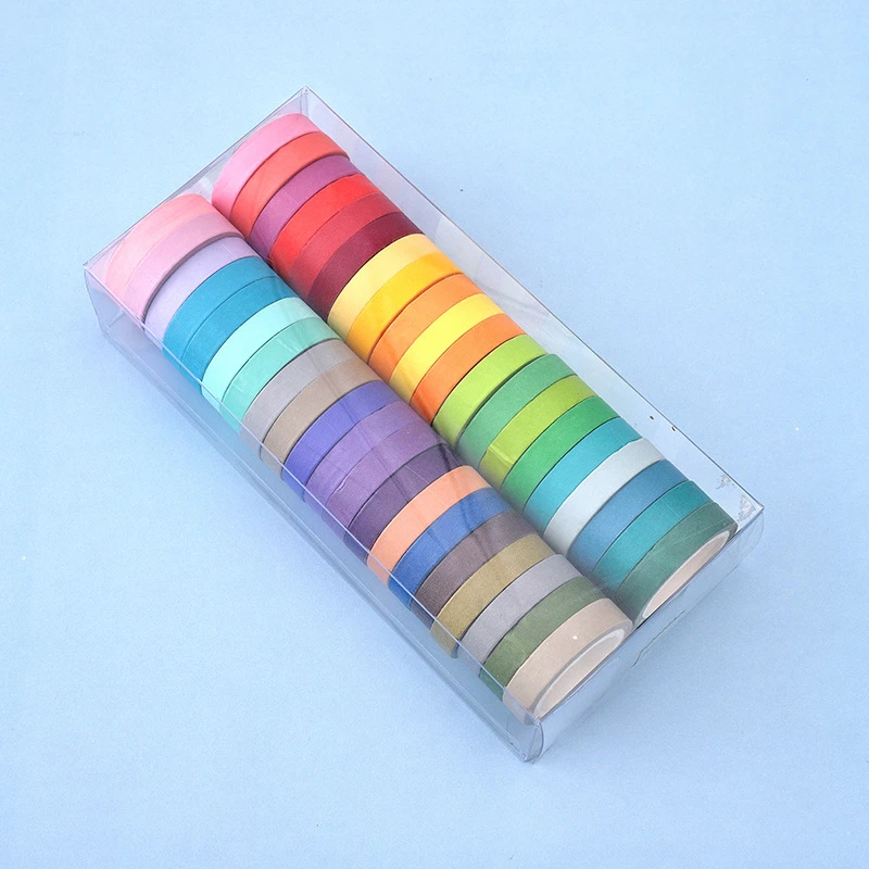 40Pcs  Rainbow Solid Color Japanese Masking Washi Sticky Paper Tape Adhesive Printing DIY Scrapbooking Decorate Washi Tape