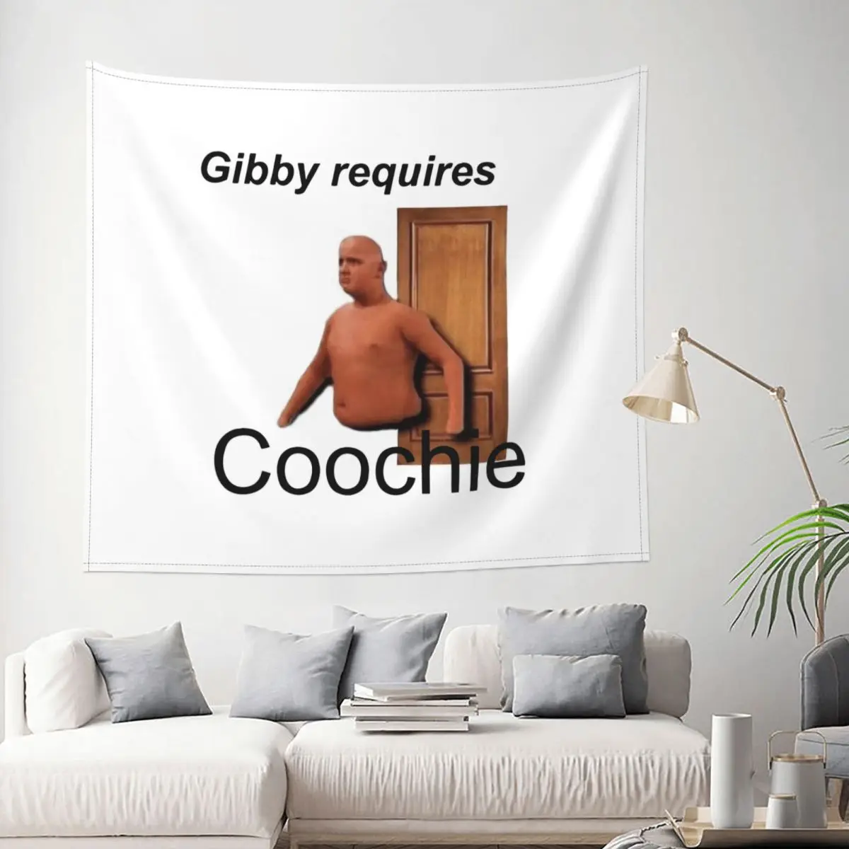 Gibby Requires Coochie Tapestry Wall Hanging Large Polyester Tapestries Anime Cartoon INS Throw Rug Blanket Room Decor 95x73cm | Дом и сад