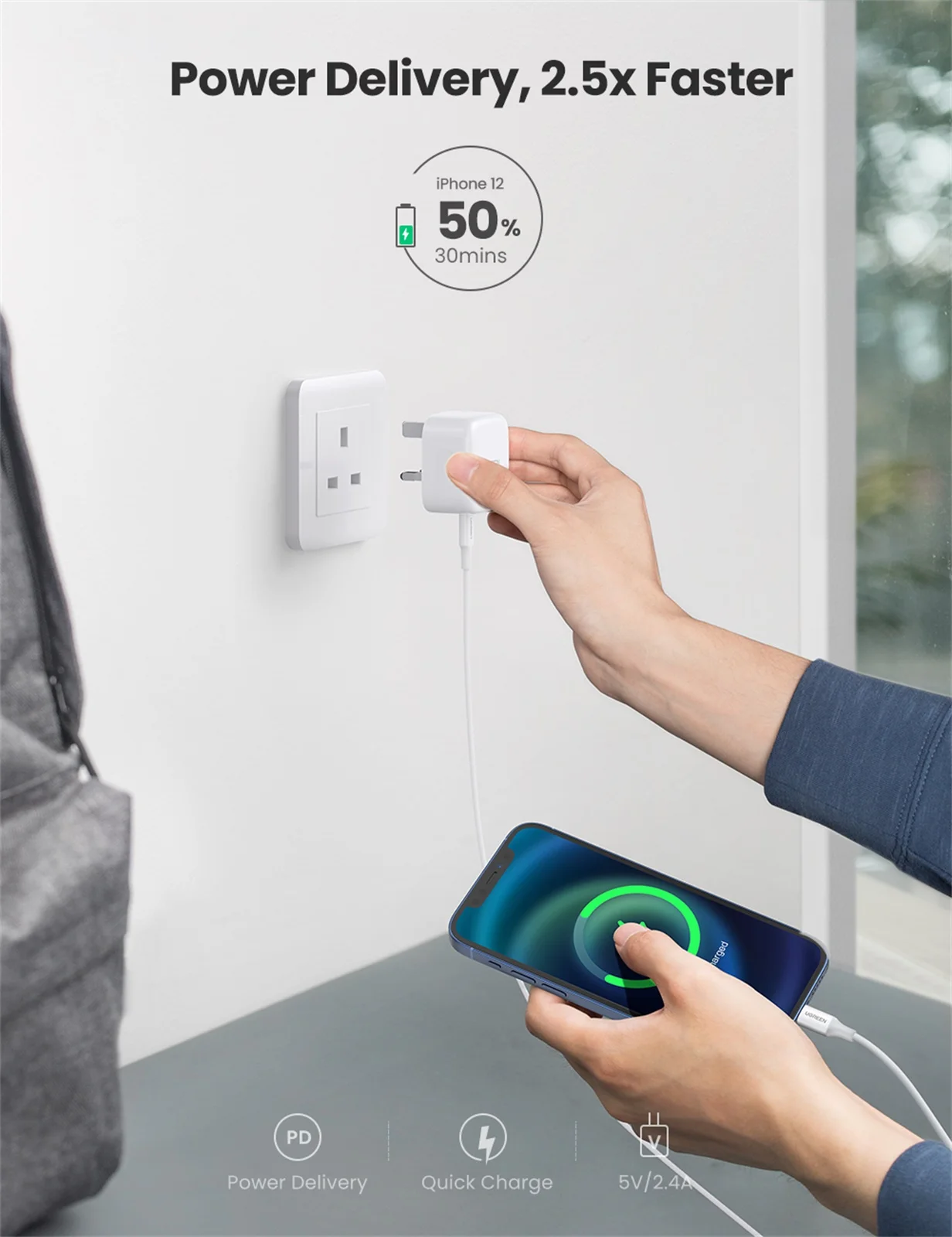 UGREEN Quick Charge 4 0 3 QC UK PD зарядное устройство 20 Вт QC4.0 QC3.0 USB Type C быстрое для iPhone 11 X Xs 8