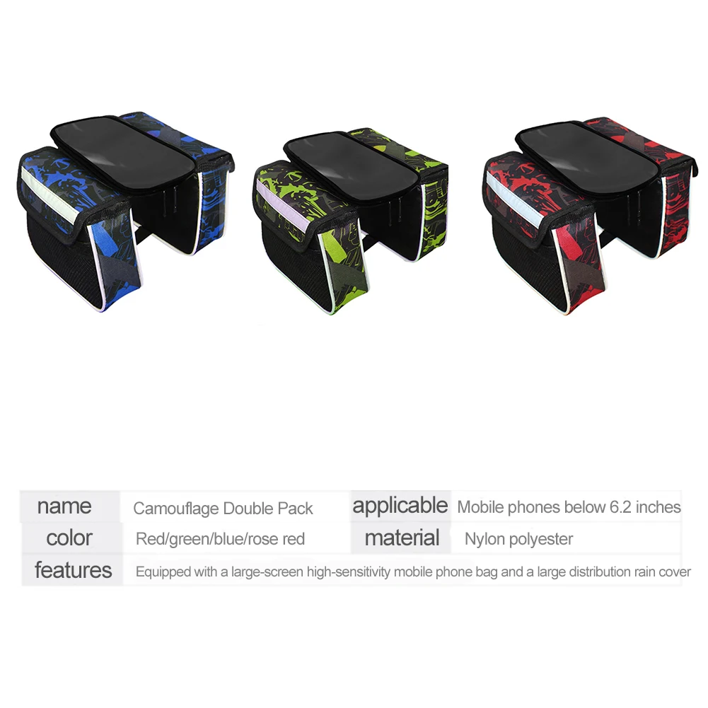 

Rainproof Bicycle Bag Frame Front Tube Cycling Bag Phone Case Touchscreen Bag for MTB Bike Large Capacity Accessories