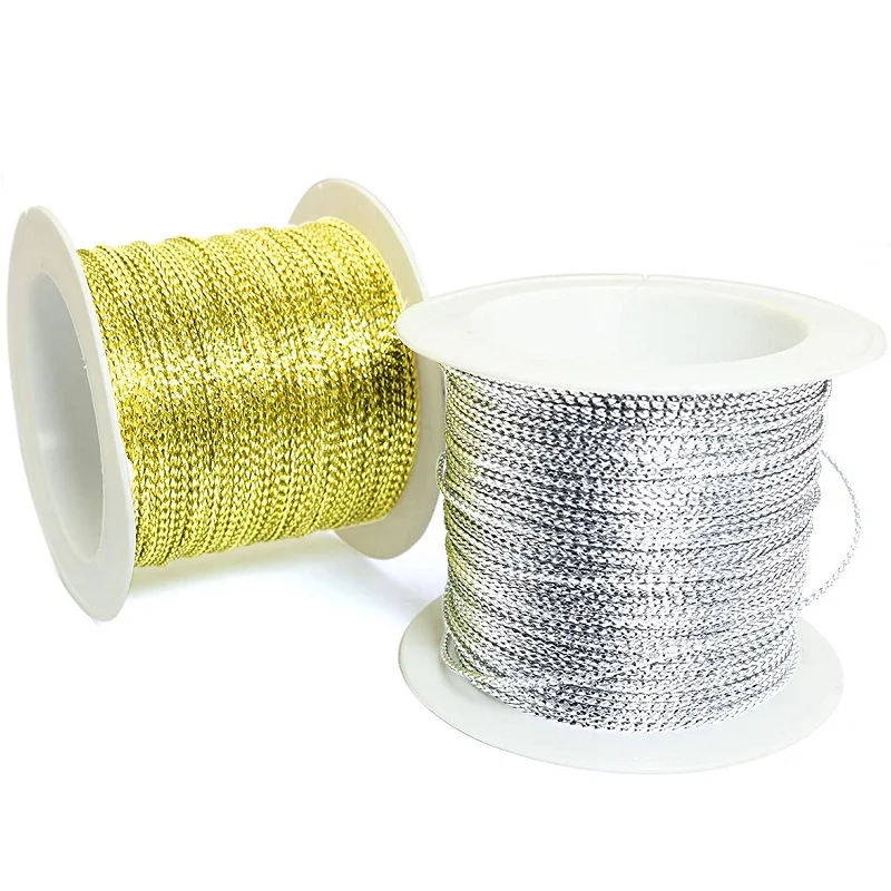 Шнур для ювелирных изделий, металлический, не стрейч-лента, 1 мм х 20 м, веревочная нить бусин