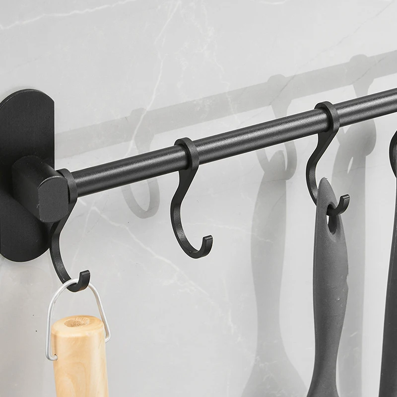 

Clothes Hook Key Pan 40cm Pot Aluminum Rack Black Spaces saving Organizer