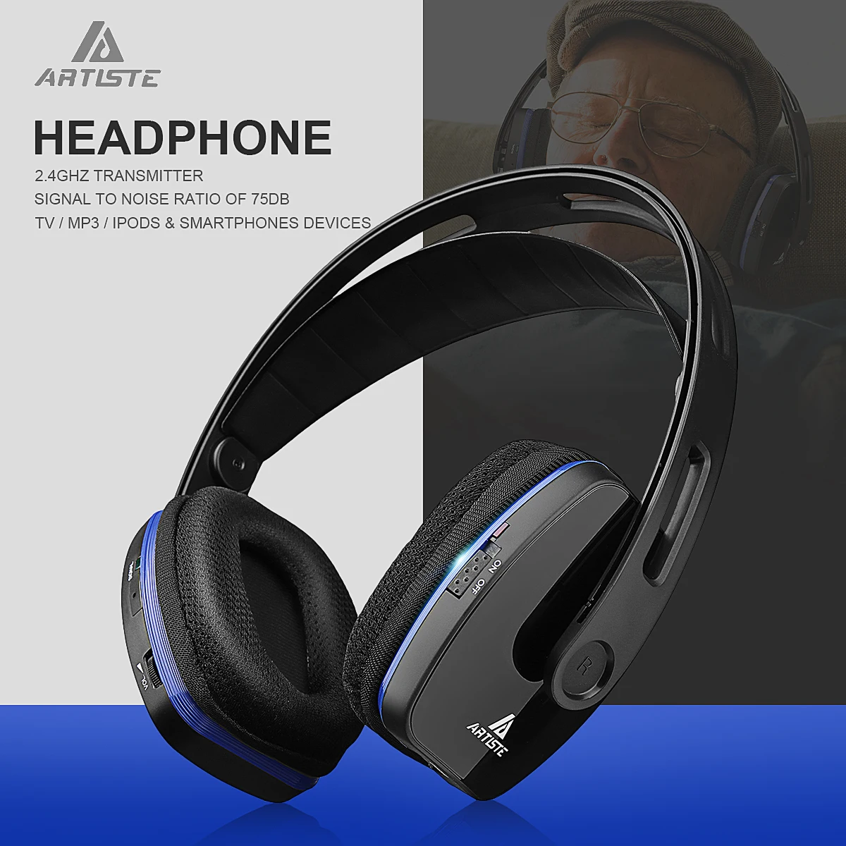 Беспроводные наушники artist D2 2 4 ГГц HiFi bluetooth глубокие басы с трансмиттером