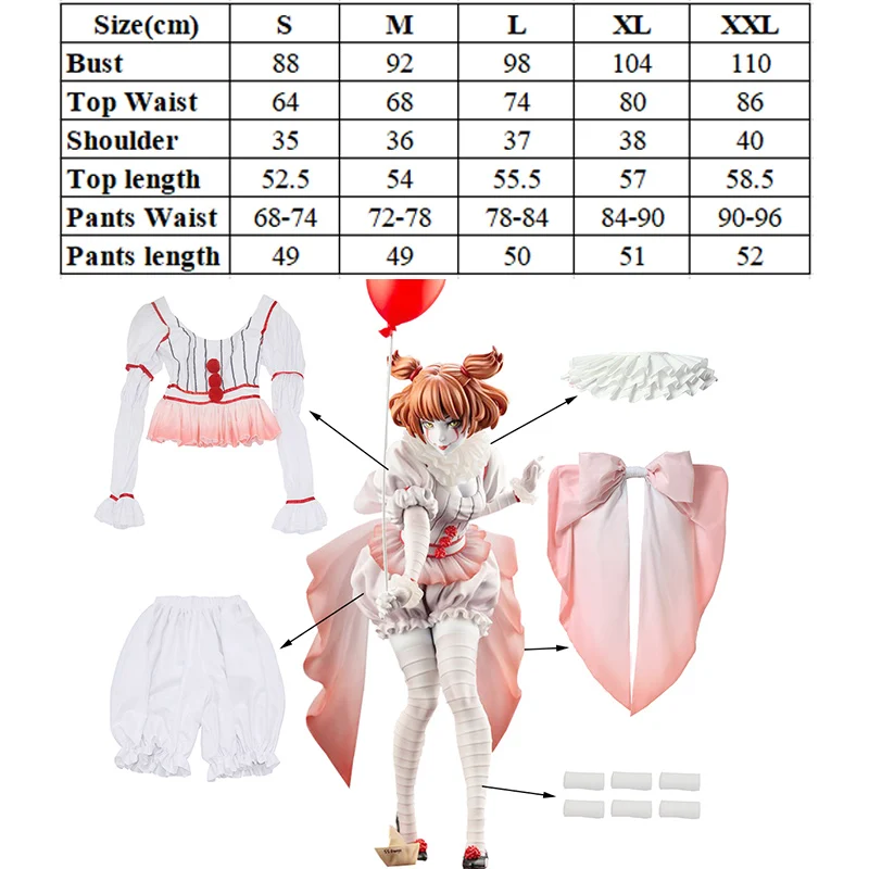 ROLECOS Stephen King It костюм для костюмированной вечеринки женский ужаса клоуна Косплей
