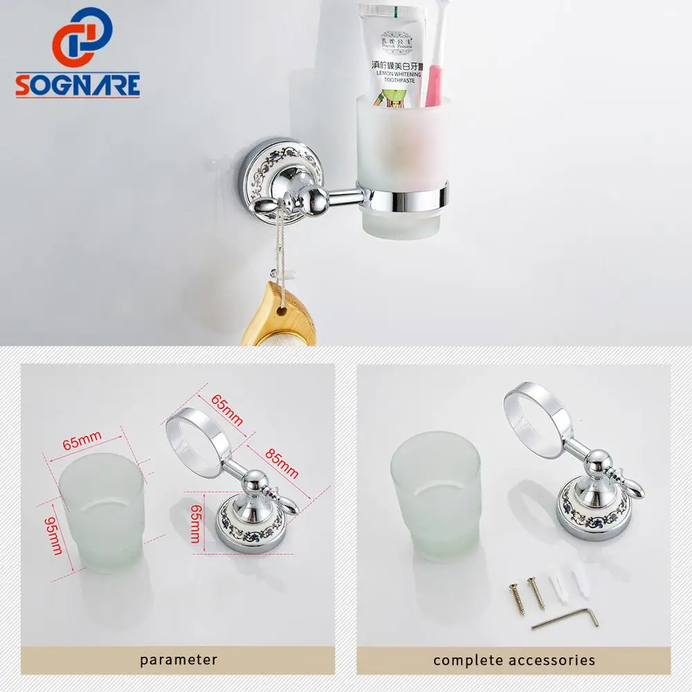 sognare 6pcs bathroom accessories single towel bar robe hook paper holder cup holdersoap box set bath hardware sets d1900 free global shipping