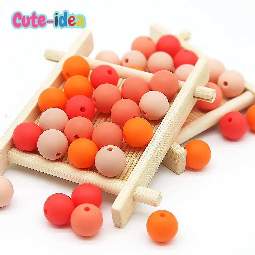 Cute-Idea 15MM 300pcs Silicone Beads Baby Chewable Pearl Teethers BPA free Nursing Pacifier Chains Toys Accessories Baby goods