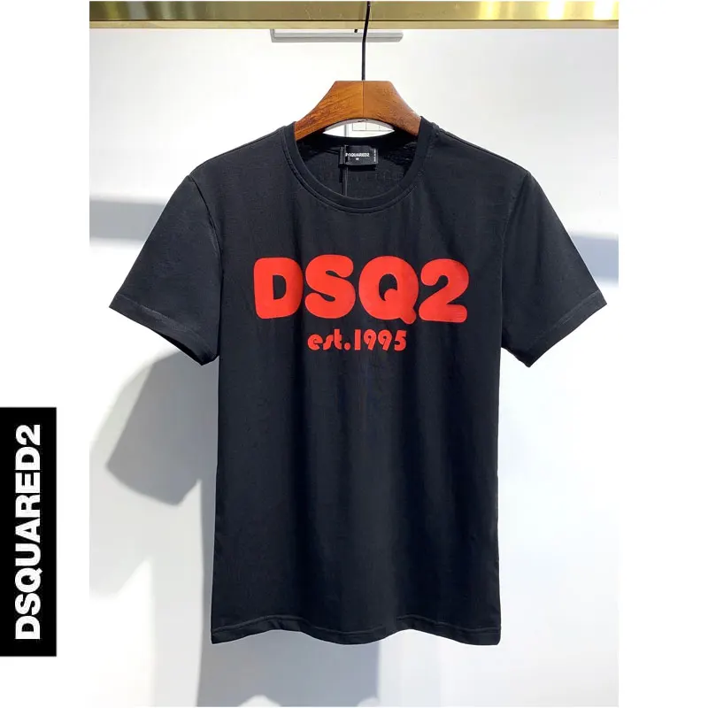 

2021 New cotton summer style dsquared2 brand men black T-shirt casual O-Neck short sleeve tees white letter T-shirt for men