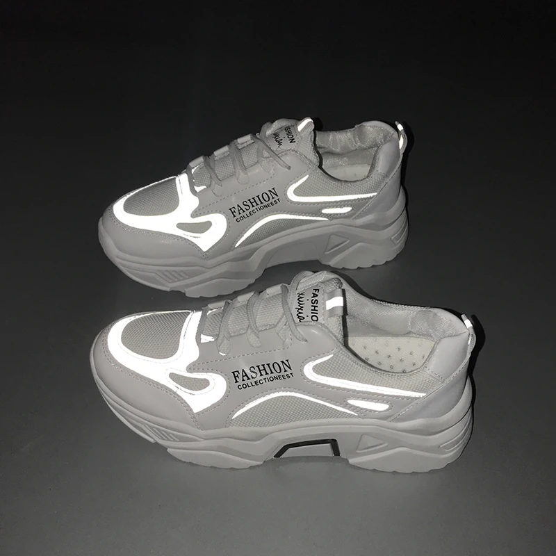 Повседневная обувь новинка женская модные светоотражающие светящиеся кроссовки