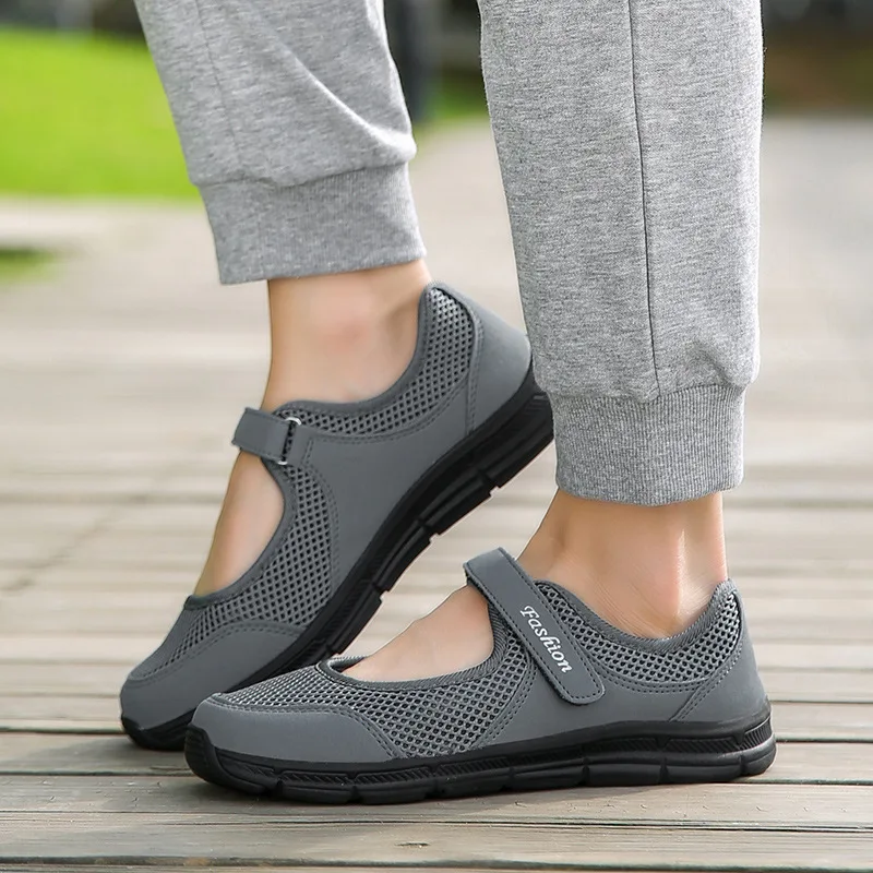 

2018 Women Shoes Flat Platform Air Mesh Loafers Shoes Woman Soft Bottom Shallow Light Casual Fashion Sneakers on Foot Work Dance